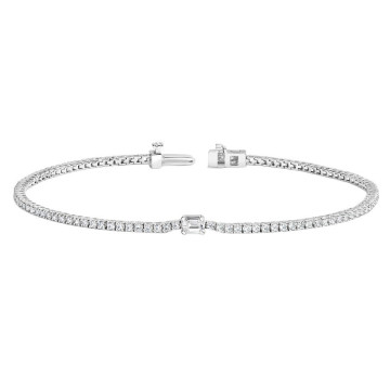 Women's 18K Gold Lab-Grown Diamond Tennis Bracelet | Prong Set | Box Lock Clasp | 0.95ct