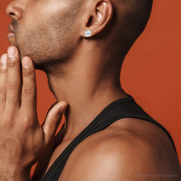 Men's Round Diamond Single Stud Stud Earrings | 14K Gold | 4ct