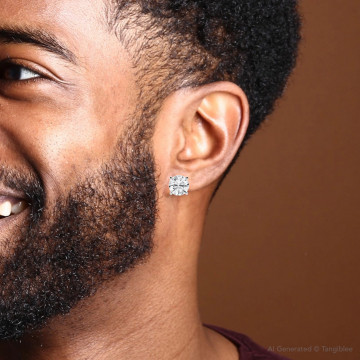 Men's Round Diamond Single Stud Stud Earrings | 14K Gold | 4ct