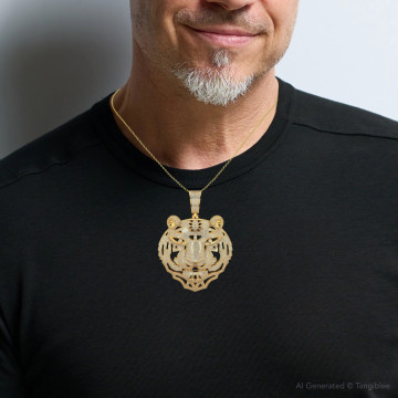 14K Gold Diamond Pendant for Men | Animal | 8.13ct