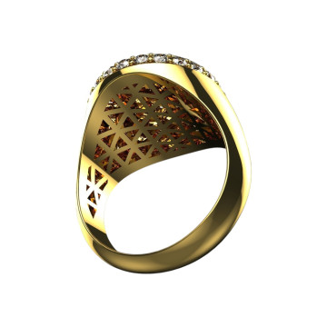 14K Gold Natural and Lab-Grown Diamond Pinky Signet Statement Ring for Men 4ct