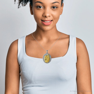 14K Gold Diamond Pendant for Women | Animal Medallion | 5ct