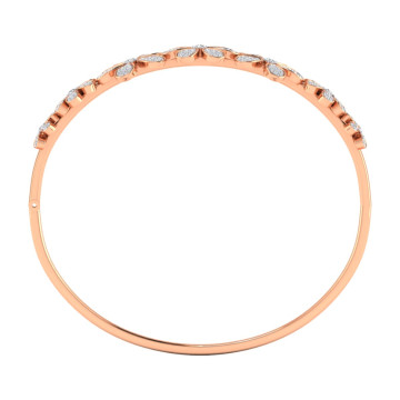 Women's 14K Gold Natural and Lab-Grown Diamond Unique Bangle Designer Bracelet | Pave Prong Set | 1.08ct