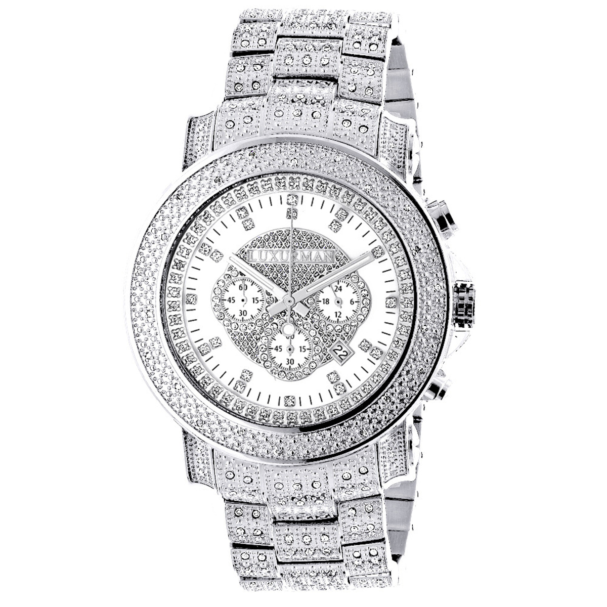 Luxurman Men’s Bust Down Diamond Watch | Escalade 48 mm | White Dial