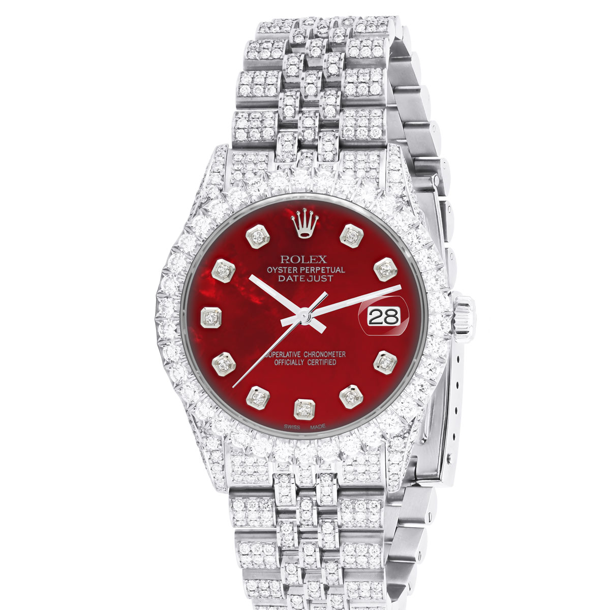 Diamond Watch Red And Silver Rolex Rolex Watch Rolex Datejust 41mm