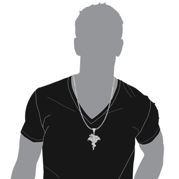 10K Gold Diamond Dragon on a Sword Pendant for Men | Animal | 7.25ct