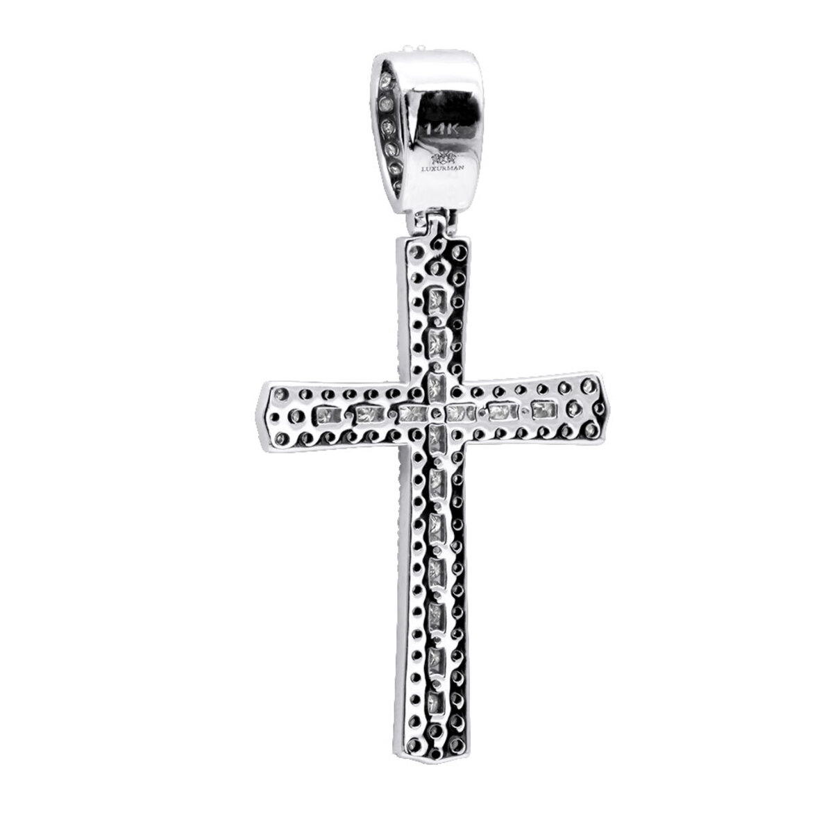 Men’s Religious Solid 14k Gold Round Diamonds Cross Pendant 1.4ct