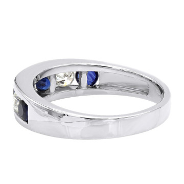 14K Gold Sapphire Diamond Wedding Ring for Men and Women | 1.55ct | Channel Set