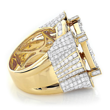Men's 14K Gold Diamond Ring | Channel Pave Prong Set | 9.25ct