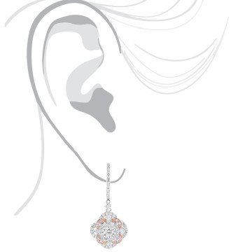 Pink Diamond Drop Earrings for Women | Hinged Back | 14K Gold | 2.4ct