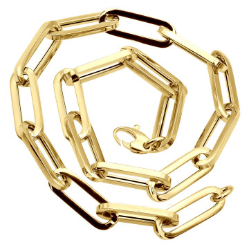 14K Gold Solid Paperclip Chain Necklace for Women | Lobster Claw Clasp