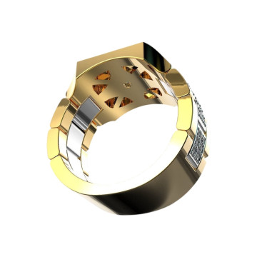 14K Gold Natural and Lab-Grown Diamond Pinky Signet Ring for Men 1.54ct