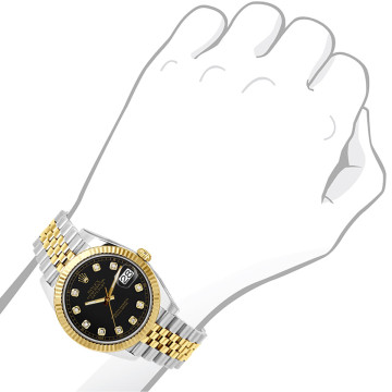 Gold/Stainless Steel Men's Rolex Watch | Datejust | 41 mm | Jubilee Bracelet | Black Dial