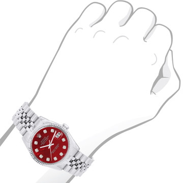 Men's Stainless Steel Watch | Rolex Datejust 36 mm Red Dial