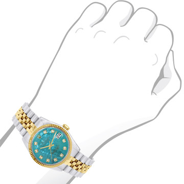 Gold/Stainless Steel Men's Rolex Watch | Datejust | 36 mm | Jubilee Bracelet | Turquoise Dial