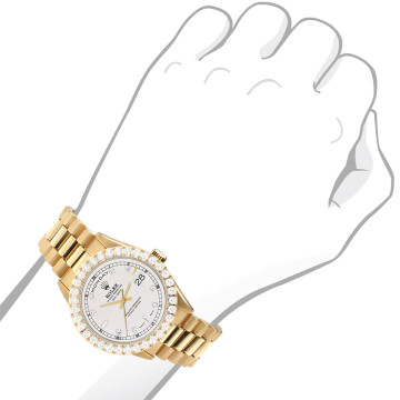 Men's 18K Gold Diamond Watch | Rolex Day-Date 36 mm Rose Dial