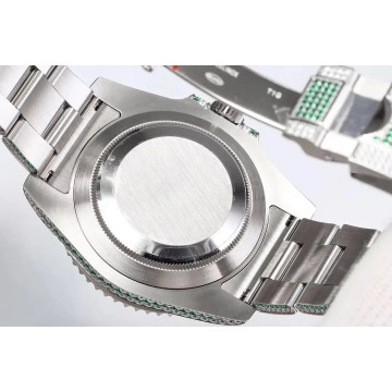 Stainless Steel Men's Rolex Watch | Submariner | 40 mm | Oyster Bracelet | Diamond Emerald Bezel | Green Dial
