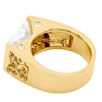 Men's Radiant and Round Lab Diamond Pinky Signet Ring | 14K Gold | VS1 | 10.3ct