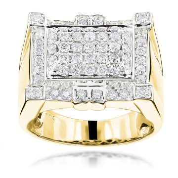 Men's 14K Gold Diamond Ring | Pave Prong Set | 1.55ct