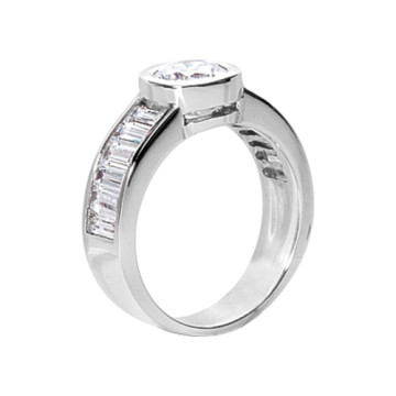 Platinum Natural or Lab-Grown Diamond Bezel Ring for Women 2.68ct