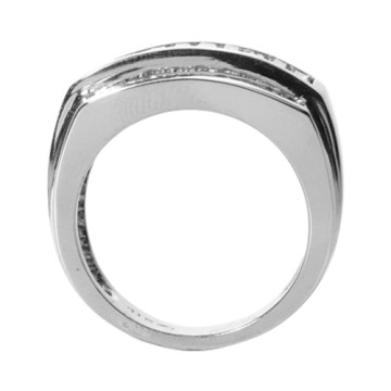 Men's Platinum Baguette and Round Cut Diamond Ring | Channel Set | 2.26ct