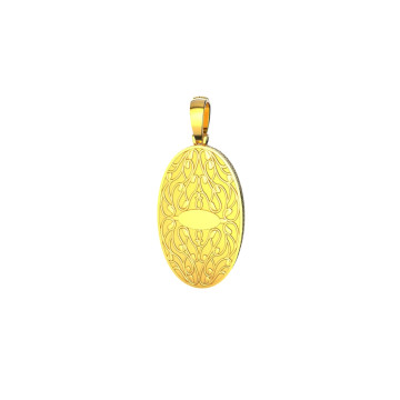 Men's 14K Gold Natural and Lab-Grown Diamond Pendant | Oval Medallion | 8ct