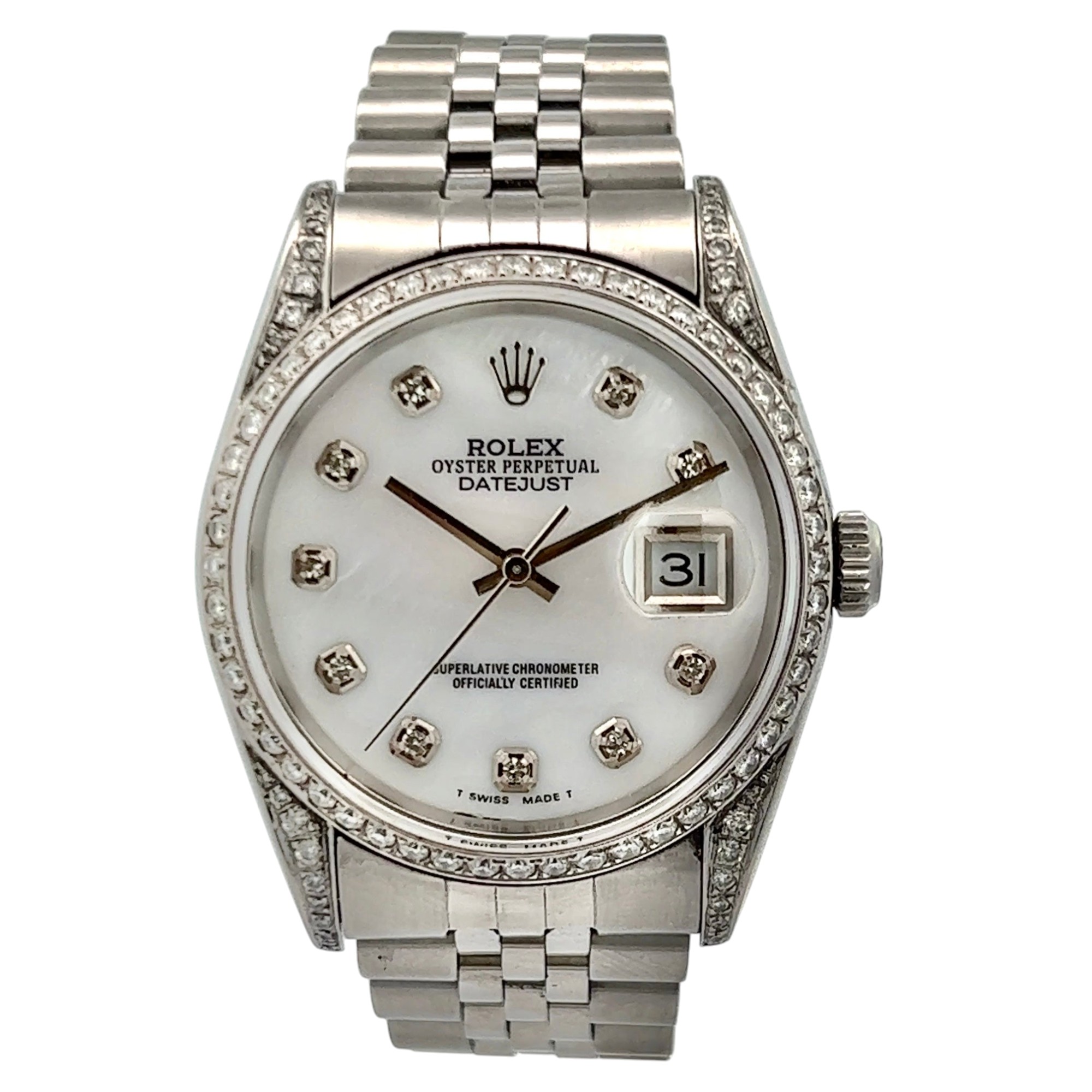 Women's Stainless Steel Diamond Watch Rolex Oyster Perpetual