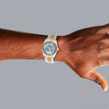 Men's and Women's Gold/Stainless Steel Two-Tone Watch | Rolex Datejust 36 mm Blue Dial