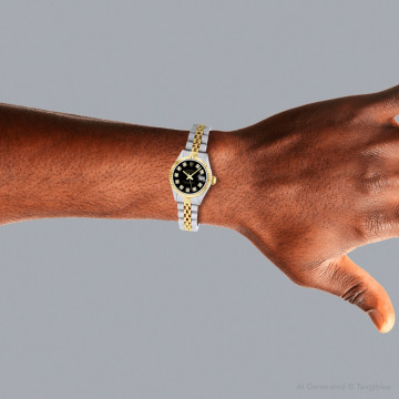 Men's and Women's Gold/Stainless Steel Two-Tone Watch | Rolex Datejust 36 mm Black Dial