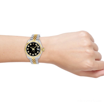 Men's and Women's Gold/Stainless Steel Two-Tone Watch | Rolex Datejust 36 mm Black Dial