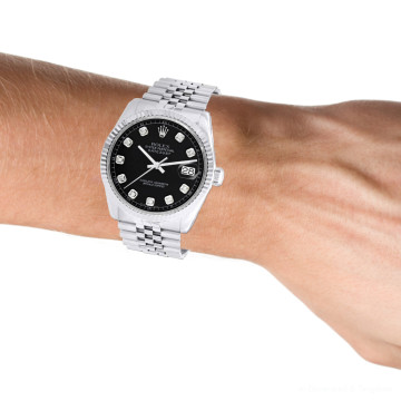 Stainless Steel Men's and Women's Rolex Watch | Datejust | 36 mm | Jubilee Bracelet | Black Dial
