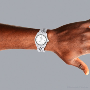 Men's and Women's Stainless Steel Diamond Watch | Rolex Datejust 36 mm White Dial