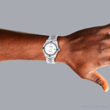 Men's Stainless Steel Diamond Watch | Rolex Oyster Perpetual Datejust 36 mm White Dial