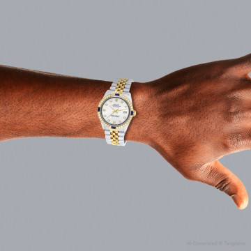 Gold/Stainless Steel Men's Rolex Watch | Datejust | 36 mm | Jubilee Bracelet | Diamond Sapphire Bezel | White Dial