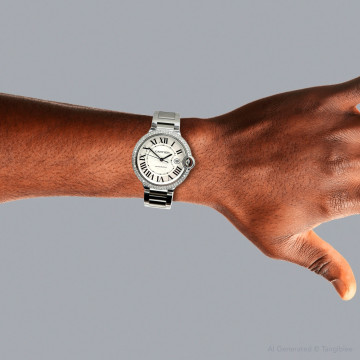 Men's Stainless Steel Watch | Cartier Ballon Bleu 42 mm | Silver Dial