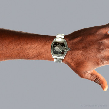 Men's Stainless Steel Watch | Cartier Roadster 38 mm | Black Silver Dial