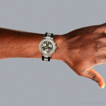 Men's Stainless Steel Watch | Cartier Chronoscaph 21 38 mm | Black Dial