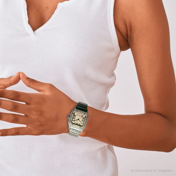 Women's Gold/Stainless Steel Watch | Cartier Santos de Cartier Galbee 29 mm | Cream Dial