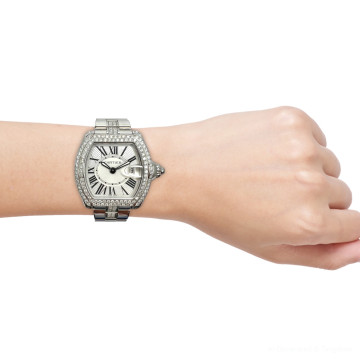 Women's Stainless Steel Watch | Cartier Roadster 31 mm | Roman Numerals | White Dial