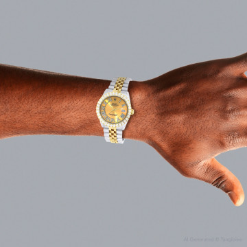 Men's Gold/Stainless Steel Two-Tone Diamond Watch | Rolex Datejust 36 mm | Roman Numerals | Gold Tone Dial