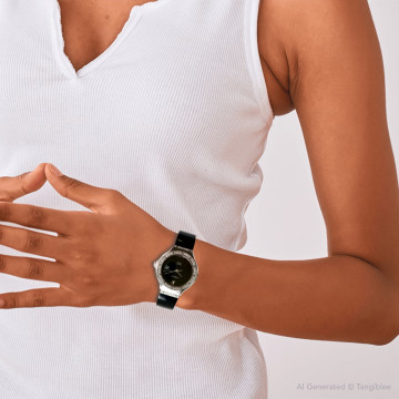 Women's Stainless Steel Watch | Hublot MDM 28 mm | Black Dial