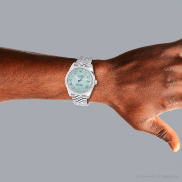 Stainless Steel Men's Rolex Watch | Datejust | 41 mm | Jubilee Bracelet | Diamond Bezel | Turquoise Dial