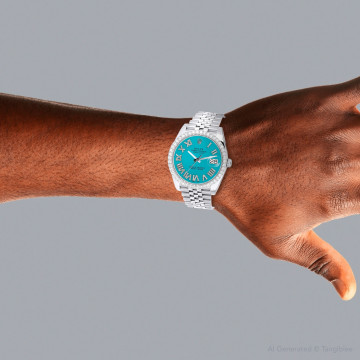 Stainless Steel Men's Rolex Watch | Datejust | 41 mm | Jubilee Bracelet | Diamond Bezel | Light Blue Dial