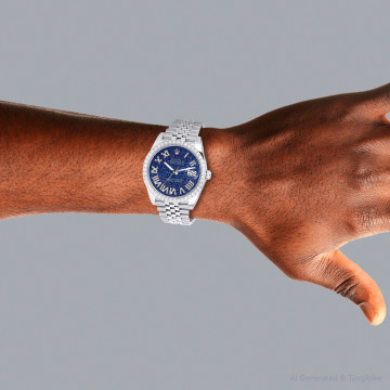 Stainless Steel Men's Rolex Watch | Datejust | 41 mm | Jubilee Bracelet | Diamond Bezel | Blue Print Dial