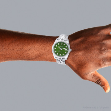 Stainless Steel Men's Rolex Watch | Datejust | 41 mm | Jubilee Bracelet | Diamond Bezel | Green Dial