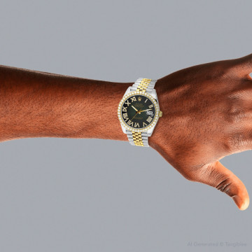 Gold/Stainless Steel Men's Rolex Watch | Datejust | 41 mm | Jubilee Bracelet | Diamond Bezel | Dark Green Dial