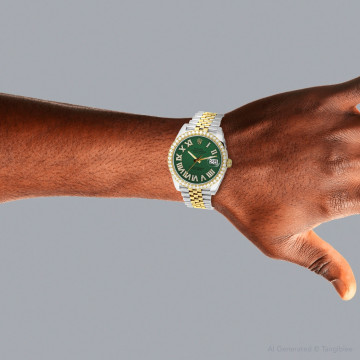 Gold/Stainless Steel Men's Rolex Watch | Datejust | 41 mm | Jubilee Bracelet | Diamond Bezel | Green Dial