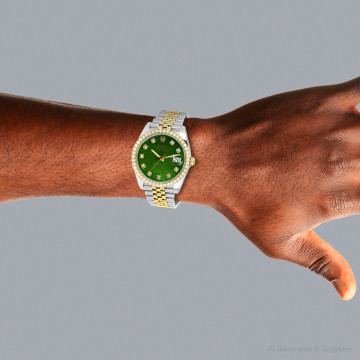 Gold/Stainless Steel Men's Rolex Watch | Datejust | 41 mm | Jubilee Bracelet | Diamond Bezel | Green Dial