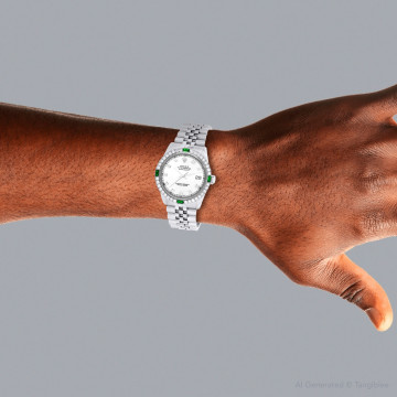 Men's Stainless Steel Diamond Watch | Rolex Oyster Perpetual Datejust 36 mm White Dial