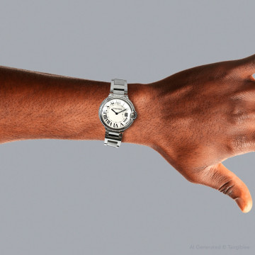 Stainless Steel Men's Cartier Watch | Ballon Bleu | 36 mm | Diamond Bezel | Silver Dial